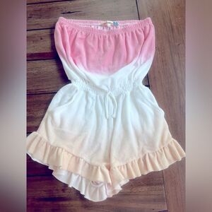 Vintage Havana Pink Terry Cloth cover-up strapless romper! Girls XL/16